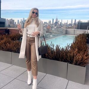 Aritzia Tan Leather Pants